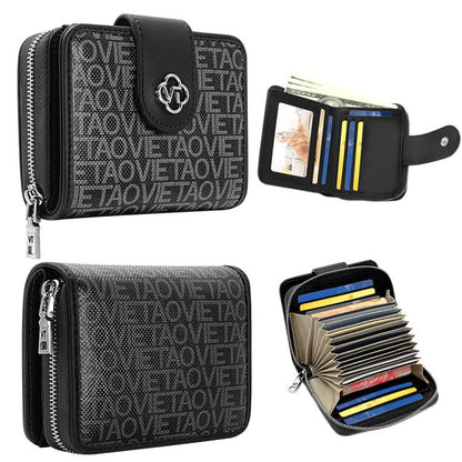 VIETAO VT-ZP-241 Multifunctional Leather Card Holder Wallet(Black Grey)