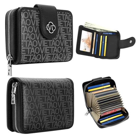 VIETAO VT-ZP-241 Multifunctional Leather Card Holder Wallet(Black Grey)