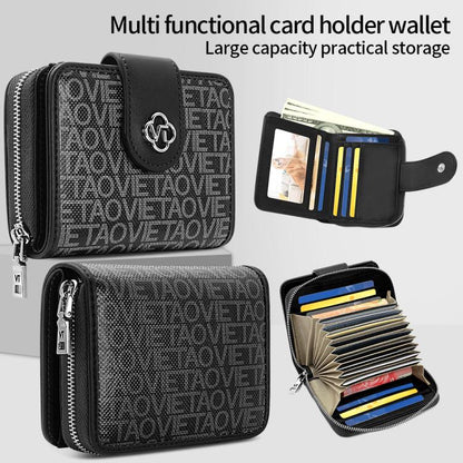 VIETAO VT-ZP-241 Multifunctional Leather Card Holder Wallet(Black Grey)