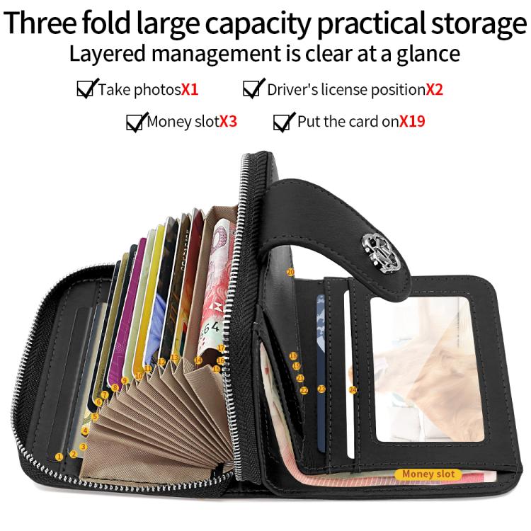 VIETAO VT-ZP-241 Multifunctional Leather Card Holder Wallet(Black Grey)