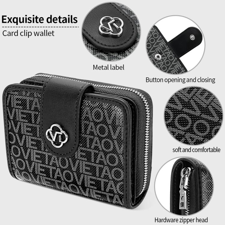 VIETAO VT-ZP-241 Multifunctional Leather Card Holder Wallet(Black Grey)