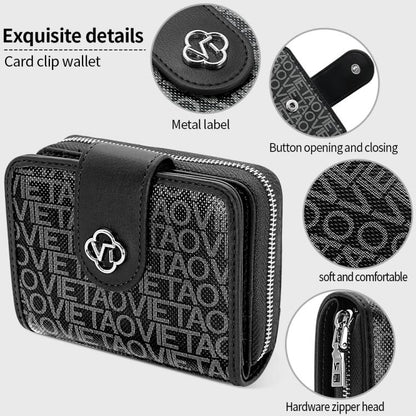 VIETAO VT-ZP-241 Multifunctional Leather Card Holder Wallet(Black Grey)