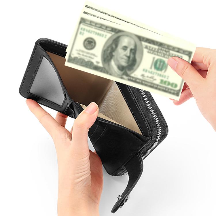 VIETAO VT-ZP-241 Multifunctional Leather Card Holder Wallet(Black Grey)