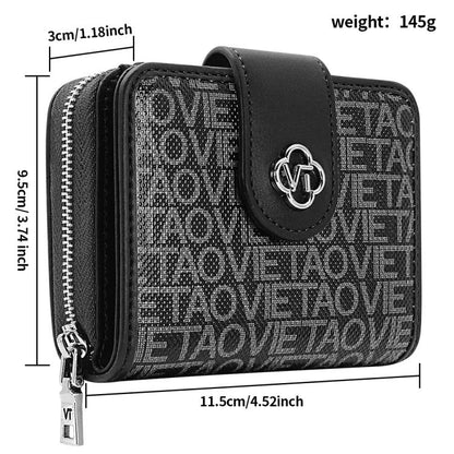 VIETAO VT-ZP-241 Multifunctional Leather Card Holder Wallet(Black Grey)