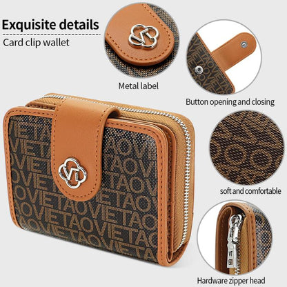 VIETAO VT-ZP-241 Multifunctional Leather Card Holder Wallet(Coffee)