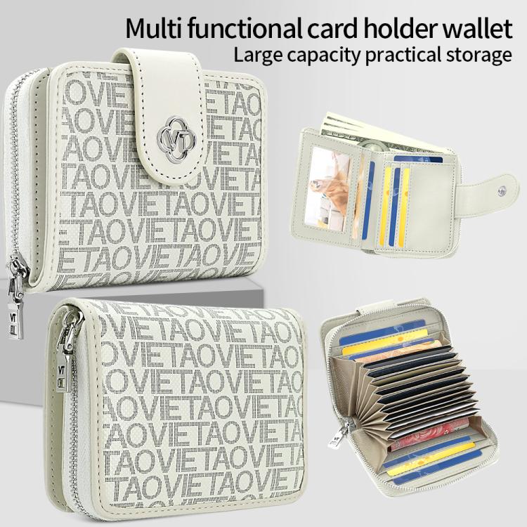 VIETAO VT-ZP-241 Multifunctional Leather Card Holder Wallet(Creamy White)