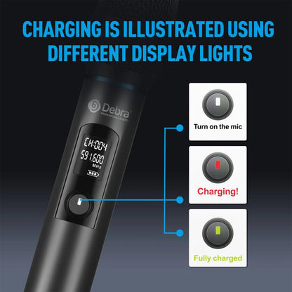 DEBRA UX-400 UHF Wireless Rechargeable Microphone System 4-in-1(AU Plug)