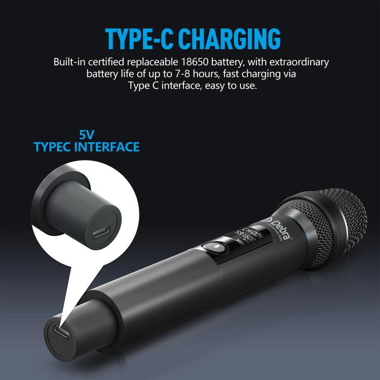 DEBRA UX-400 UHF Wireless Rechargeable Microphone System 4-in-1(US Plug)
