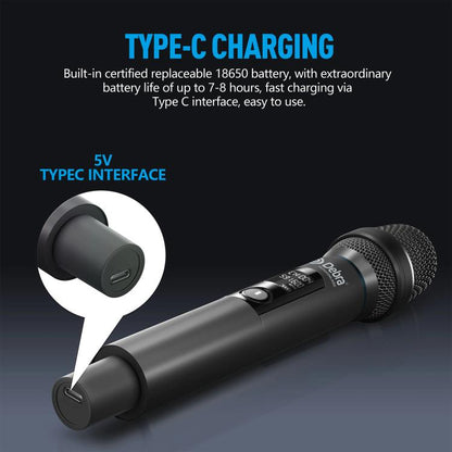 DEBRA UX-400 UHF Wireless Rechargeable Microphone System 4-in-1(EU Plug)