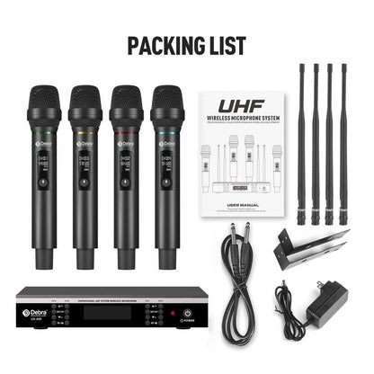 DEBRA UX-400 UHF Wireless Rechargeable Microphone System 4-in-1(EU Plug)