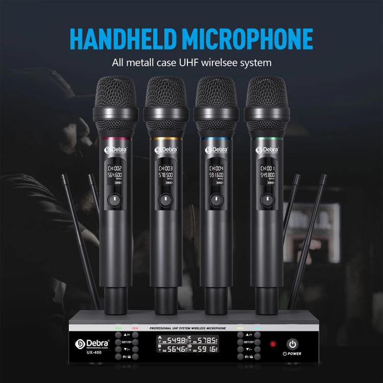 DEBRA UX-400 UHF Wireless Rechargeable Microphone System 4-in-1(US Plug)