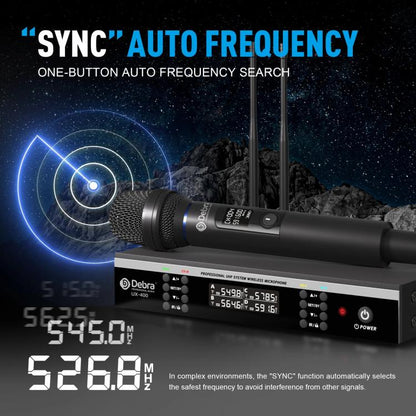 DEBRA UX-400 UHF Wireless Rechargeable Microphone System 4-in-1(US Plug)