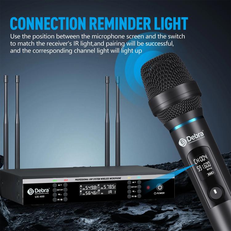 DEBRA UX-400 UHF Wireless Rechargeable Microphone System 4-in-1(US Plug)