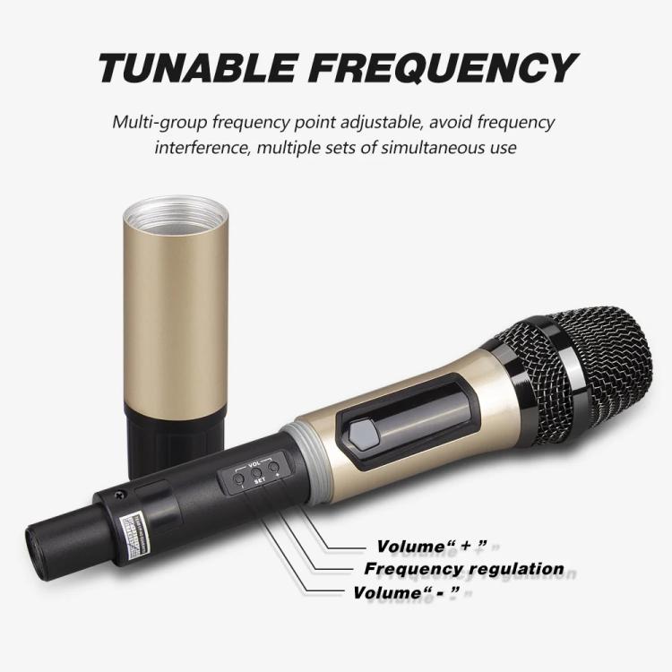 DEBRA A-25 UHF Wireless Rechargeable Microphone System for Stage KTV, Model:One Mic(Gold)