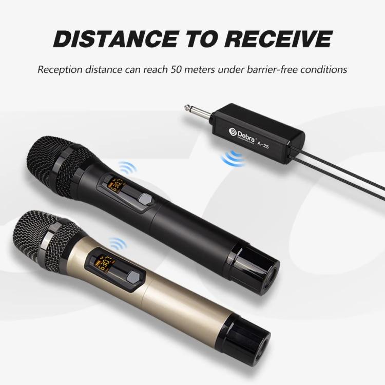 DEBRA A-25 UHF Wireless Rechargeable Microphone System for Stage KTV, Model:One Mic(Gold)