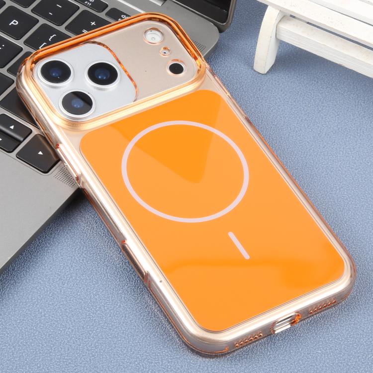 For iPhone 17 Pro Max DFANS DESIGN Original Series PC Transparent Thin Circle MagSafe Phone Case(Orange)