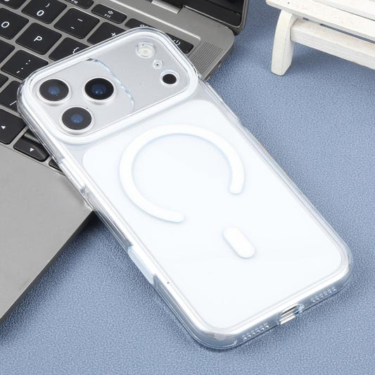 For iPhone 17 Pro Max DFANS DESIGN Rainbow Series MagSafe Magnetic Transparent Phone Case(White)
