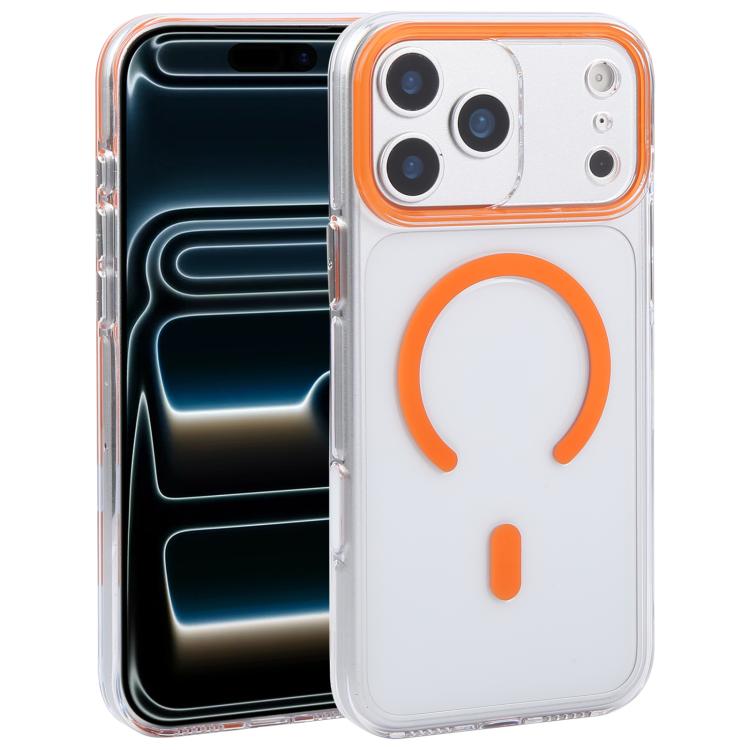 For iPhone 17 Pro Max DFANS DESIGN Rainbow Series MagSafe Magnetic Transparent Phone Case(Orange)