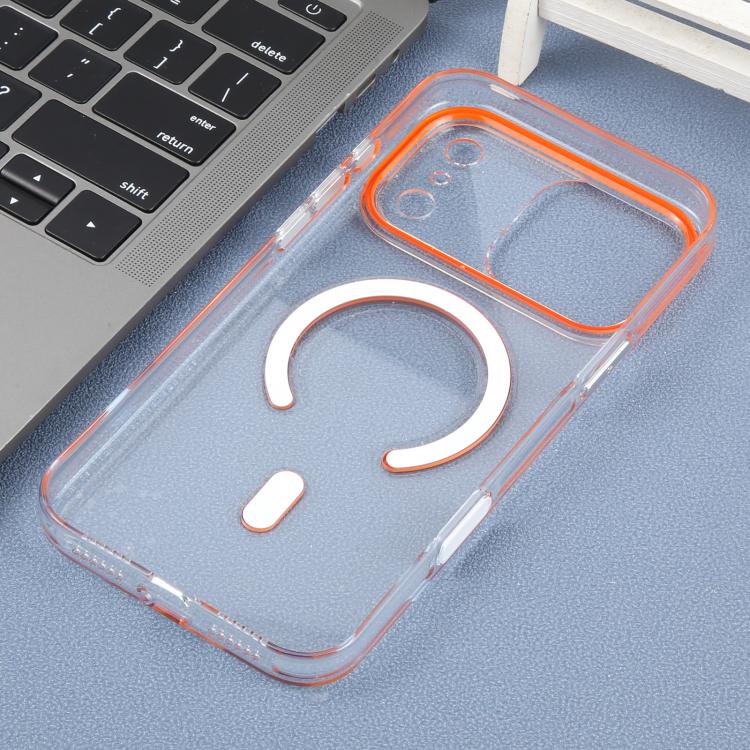 For iPhone 17 Pro Max DFANS DESIGN Rainbow Series MagSafe Magnetic Transparent Phone Case(Orange)