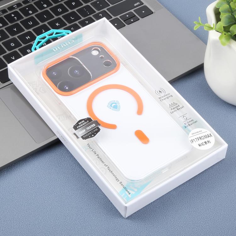 For iPhone 17 Pro Max DFANS DESIGN Rainbow Series MagSafe Magnetic Transparent Phone Case(Orange)