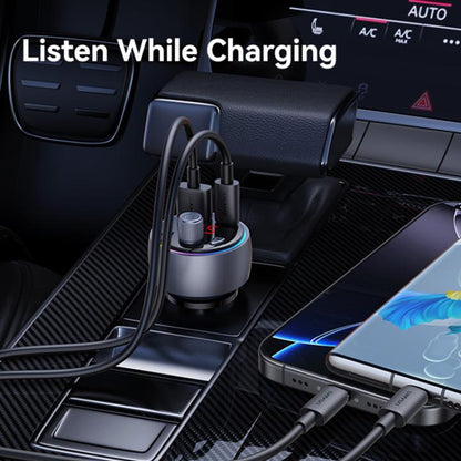 USAMS CC328 30W USB and Type-C Car Fast Charger Digital Display Bluetooth FM(Gunmetal)