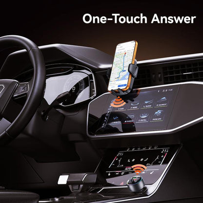 USAMS CC328 30W USB and Type-C Car Fast Charger Digital Display Bluetooth FM(Gunmetal)