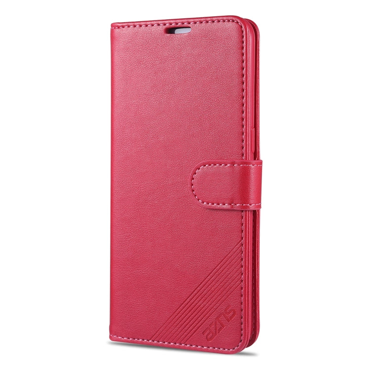 For OPPO F17 Pro / A93 AZNS Sheepskin Texture Horizontal Flip Leather Case with Holder & Card Slots & Wallet(Red)