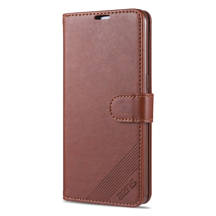 For OPPO F17 Pro / A93 AZNS Sheepskin Texture Horizontal Flip Leather Case with Holder & Card Slots & Wallet(Brown)