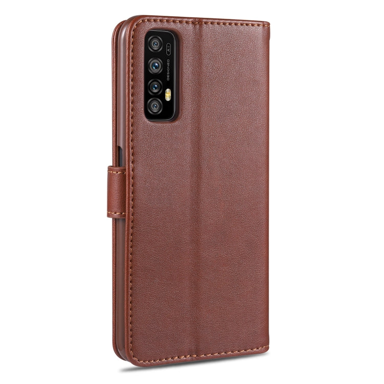 Pour OPPO Realme 7 4G AZNS Coque en cuir à rabat horizontal avec texture peau de mouton, support, fentes pour cartes et portefeuille (marron)