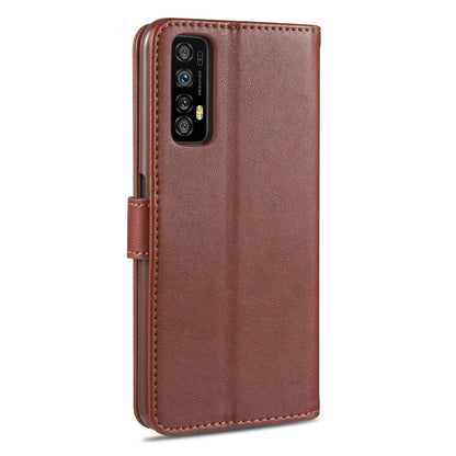 Pour OPPO Realme 7 4G AZNS Coque en cuir à rabat horizontal avec texture peau de mouton, support, fentes pour cartes et portefeuille (marron)