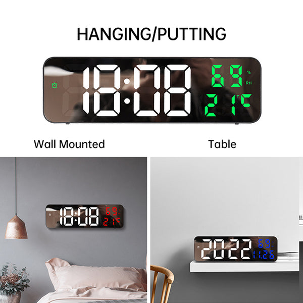 9-Inch Digital Clock with Temp & Humidity