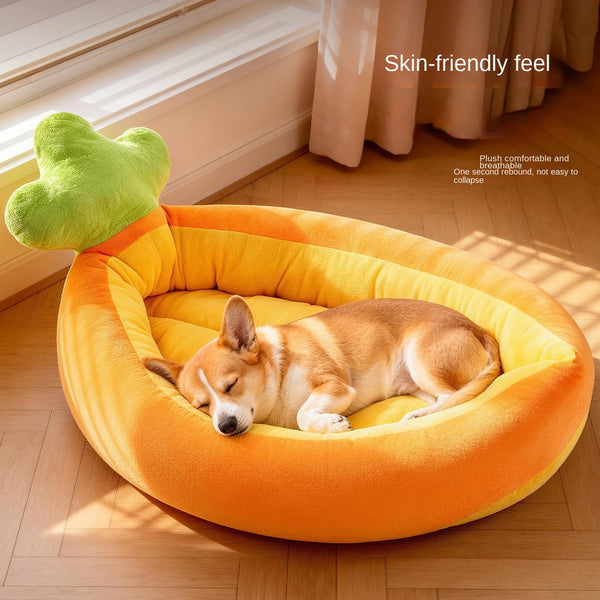 Carrot-Shaped Plush Pet Bed