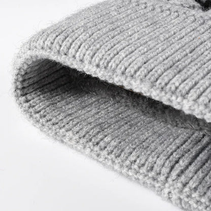 Striped contrast knit hat with pom-pom - view 7