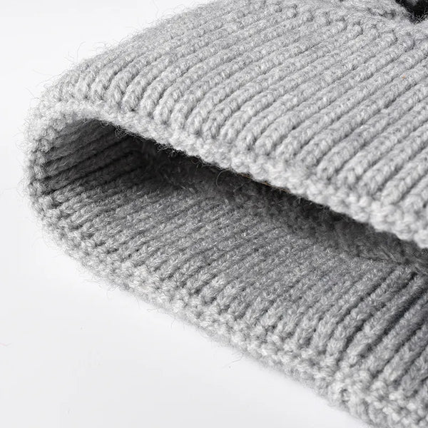 Striped contrast knit hat with pom-pom - view 7
