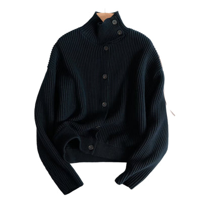 Chic High-Neck Knit Cardigan Top for Women