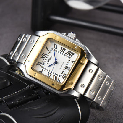Stainless steel 3-pin square watch