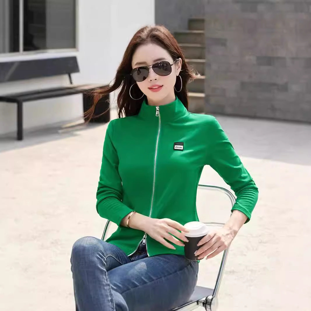 Slim fit stand up collar top