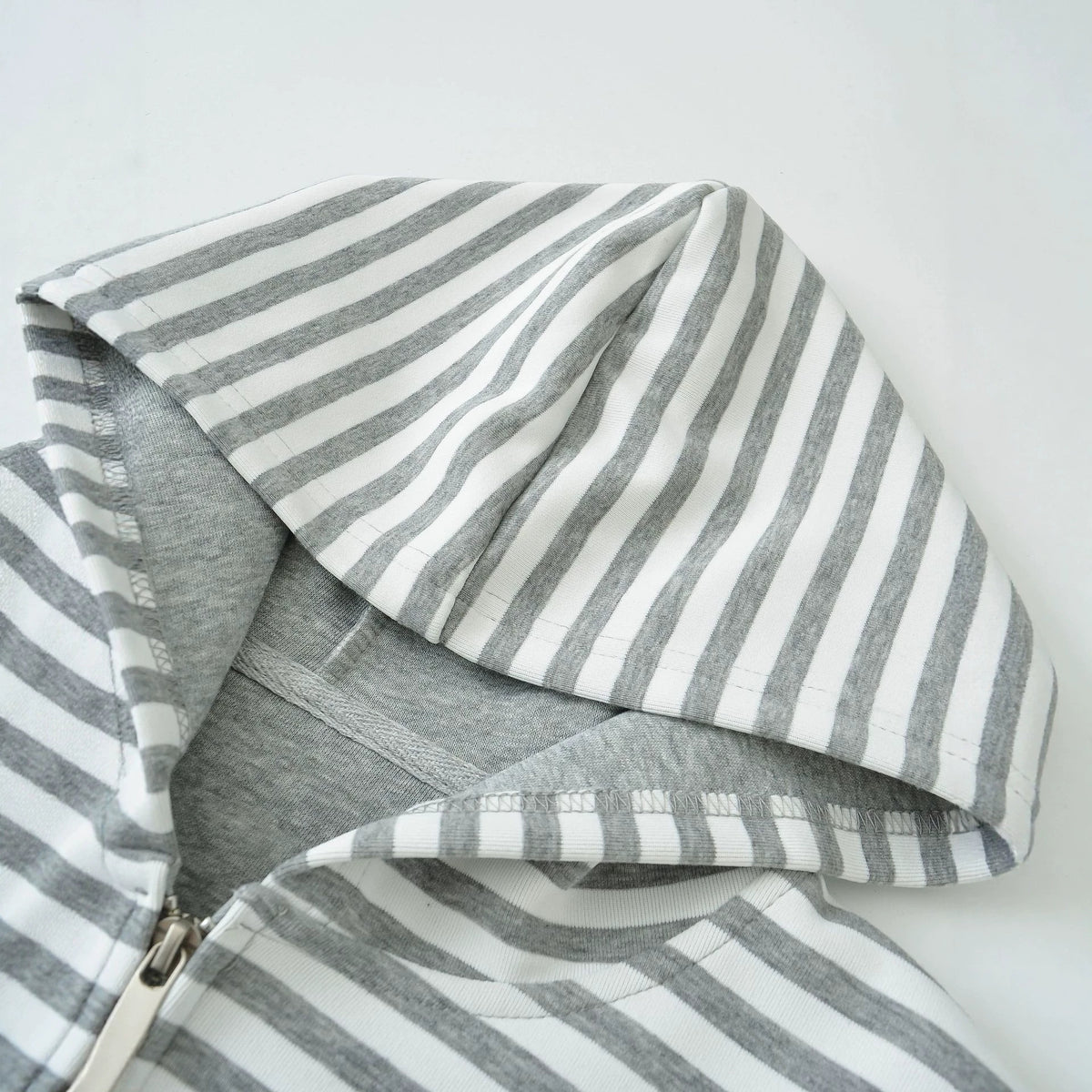 Women's Gray Striped Sweatshirt and Wide Leg Sweatpants