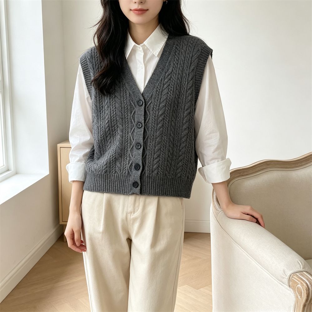 V-neck vest sweater for women
