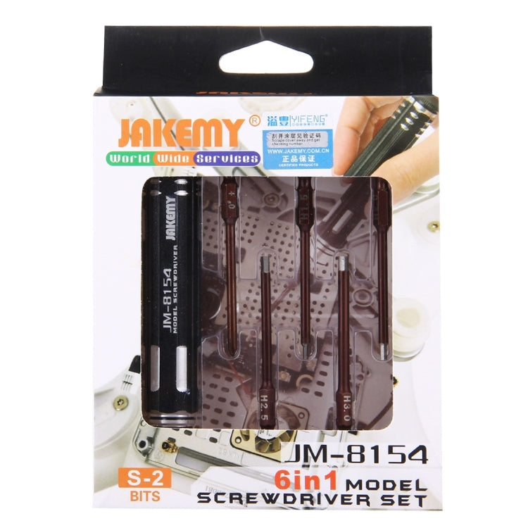 JAKEMY JM-8154 Kit de tournevis de modélisme 6 en 1 avec embouts de précision S-2 de 65 mm (cruciformes 3.0, hexagonaux H1.5, H2.0, H2.5 et H3.0)
