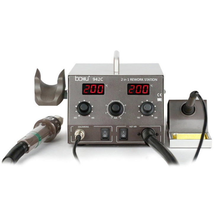 BAKU BA-942C 110V 1000W 2 in 1 Digital Display Adjustable Temperature Hot Air Gun Set, US Plug