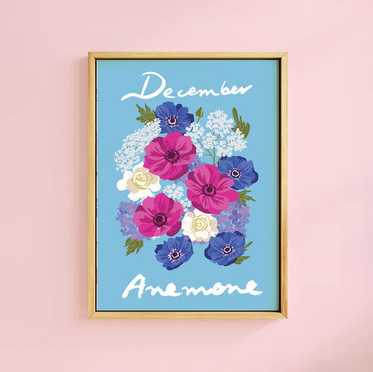DECEMBER ANEMONE BIRTH FLOWER PRINT
