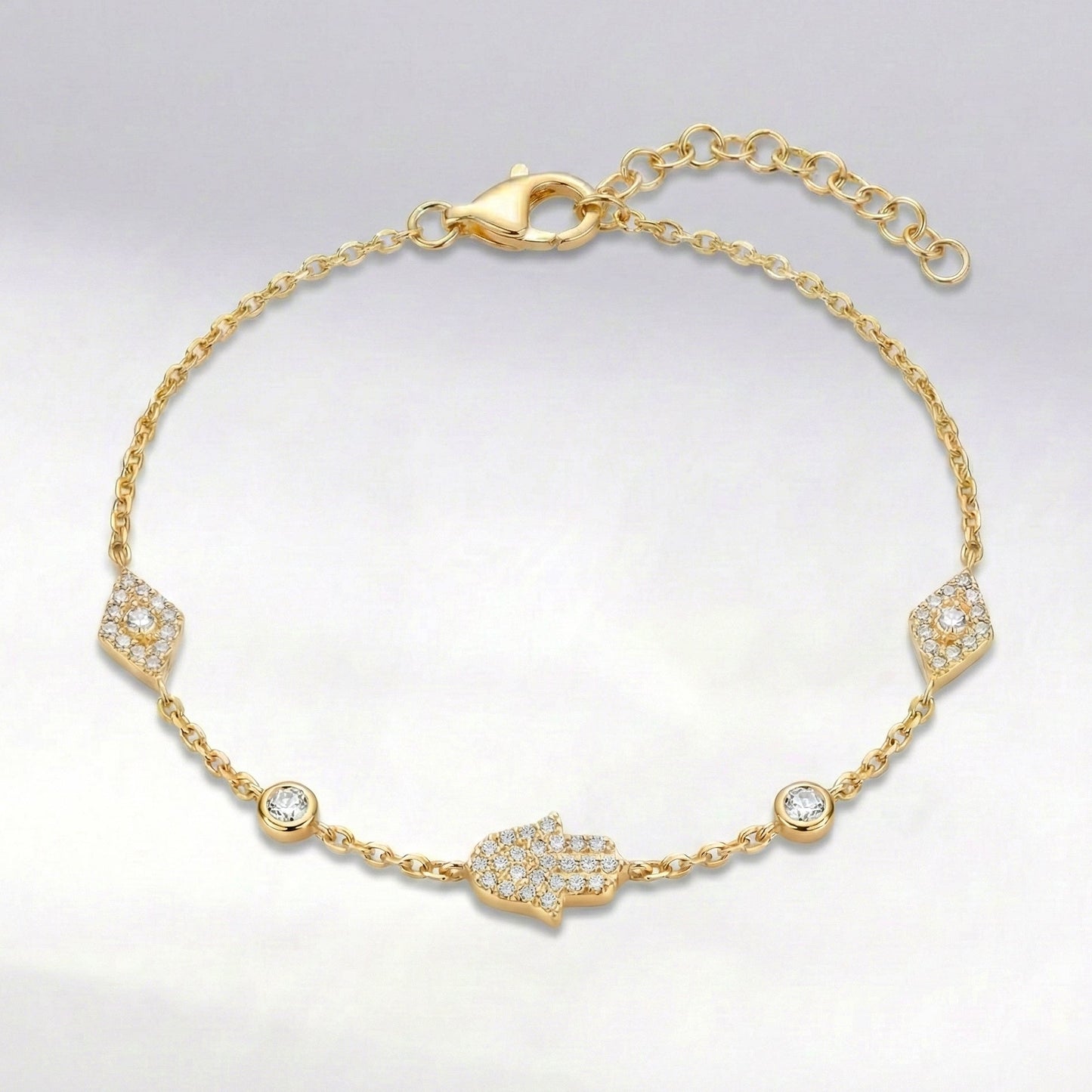 Bracelet Eina main de Fatma et œil protecteur | Plaqué or 18 carats
