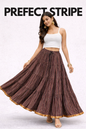 Blackfever Elegant Multicolour Striped Tiered Maxi Skirt – Free Size