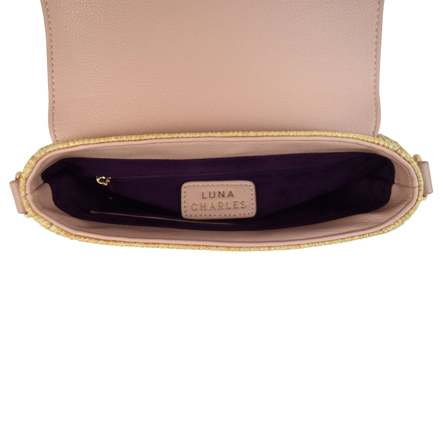 Sac à main en rotin clouté Elena – Rose et or