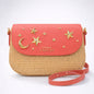 Elena Star Studded Rattan Handbag - Coral & Gold