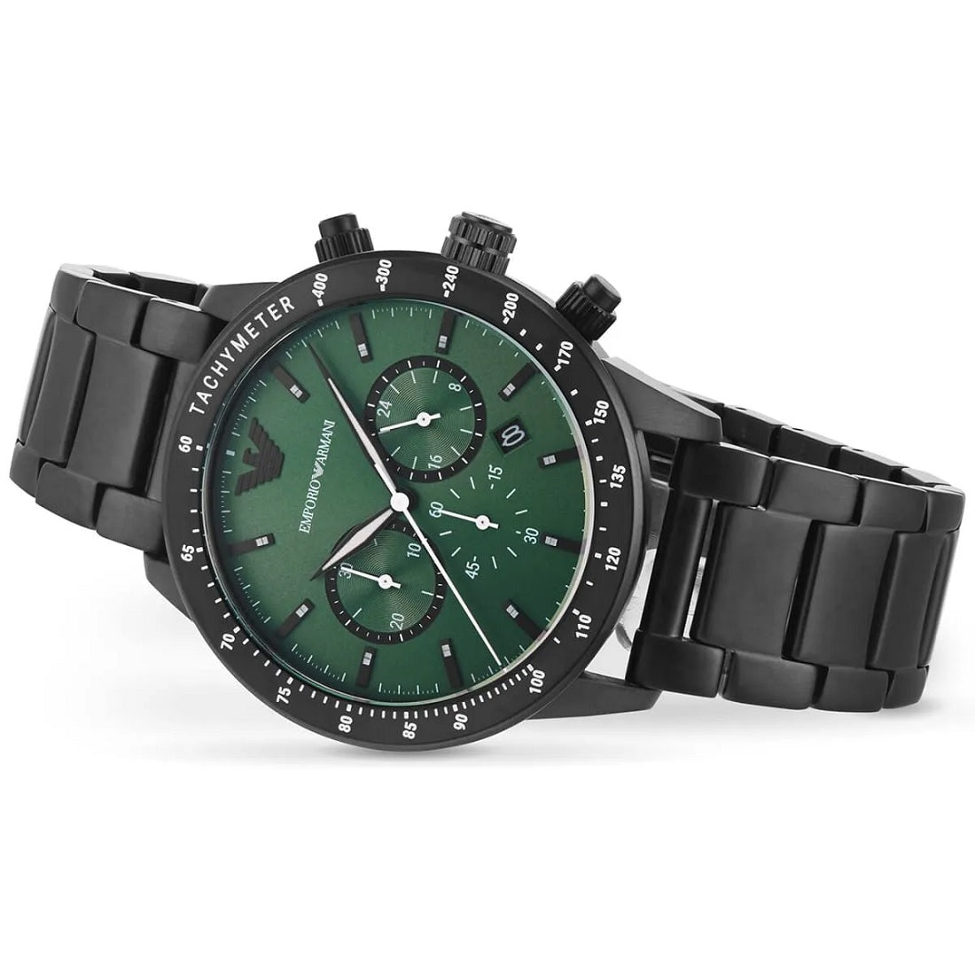 Montre Emporio Armani AR11472 Mario pour homme noire et verte