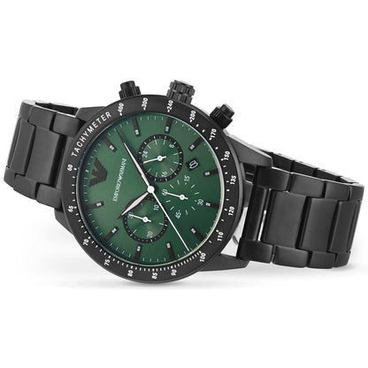 Montre Emporio Armani AR11472 Mario pour homme noire et verte