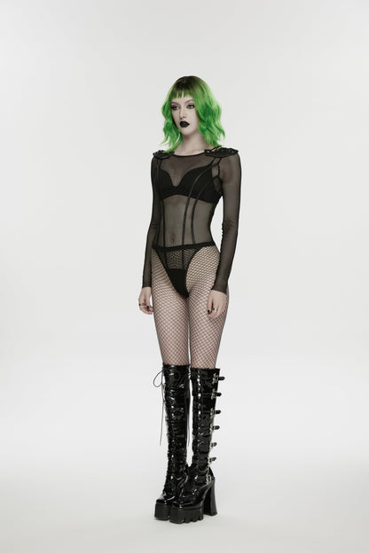Punk Rave Cyberpunk Armor Mesh Bodysuit