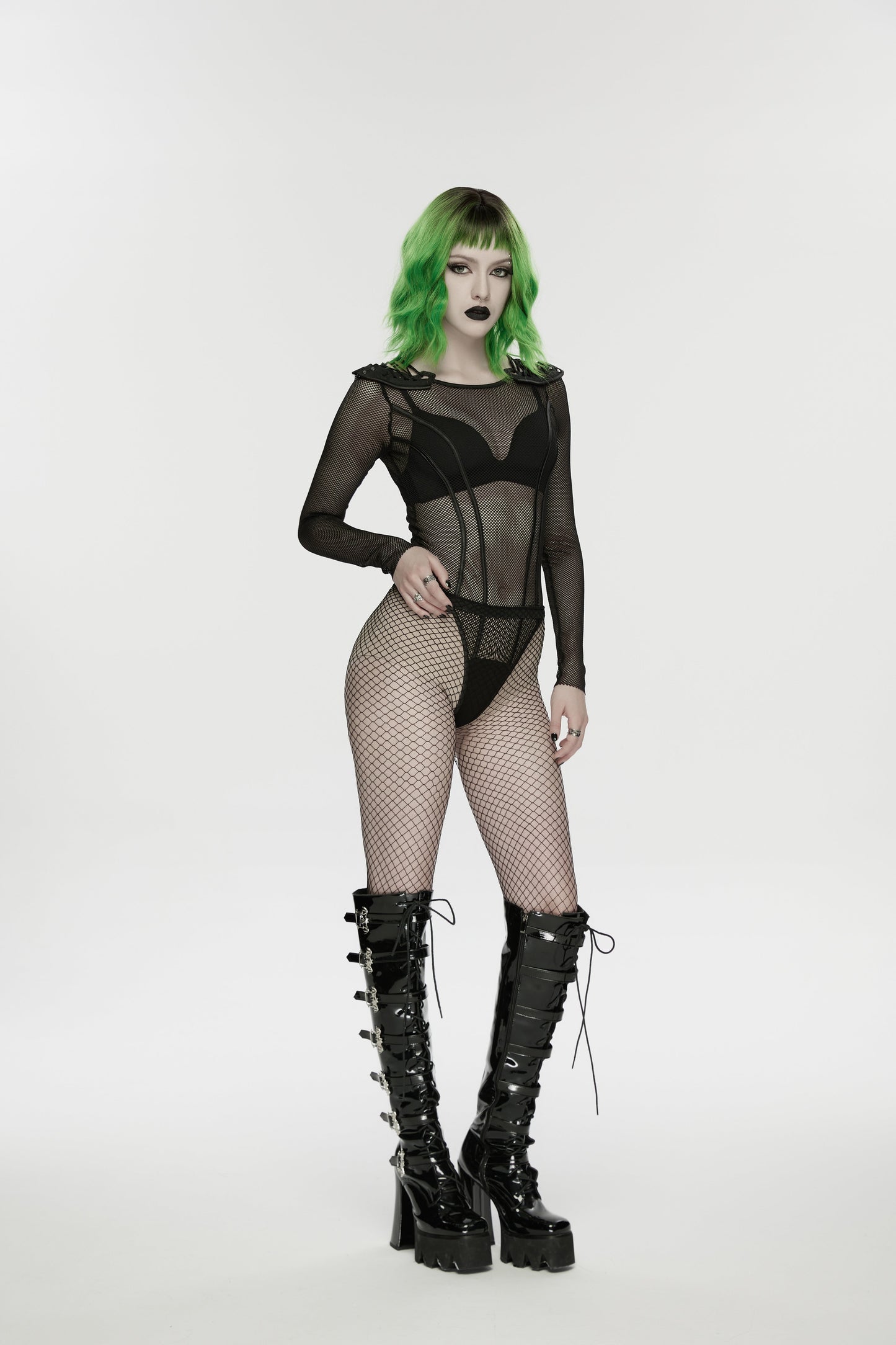 Punk Rave Cyberpunk Armor Mesh Bodysuit